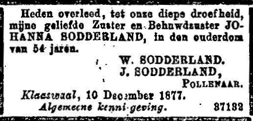 18771210 Adv ovl Johanna dv W Sodderland - J Tollenaars